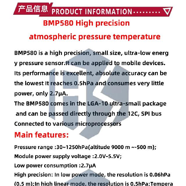 BMP580 high precision atmospheric pressure and temperature sensor module 2.0V-5.5V IIC SPI compatible with BME280 BMP388