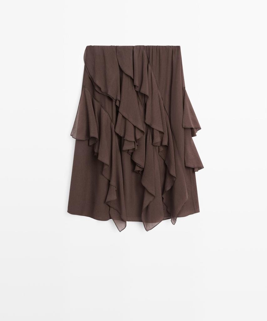 Masimodutti Frill Detail Fluid Midi Skirt