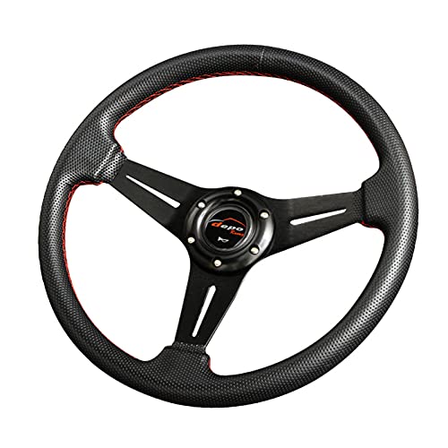 

Steering wheel 35mm N punched PVC with red stitching (N35P)
