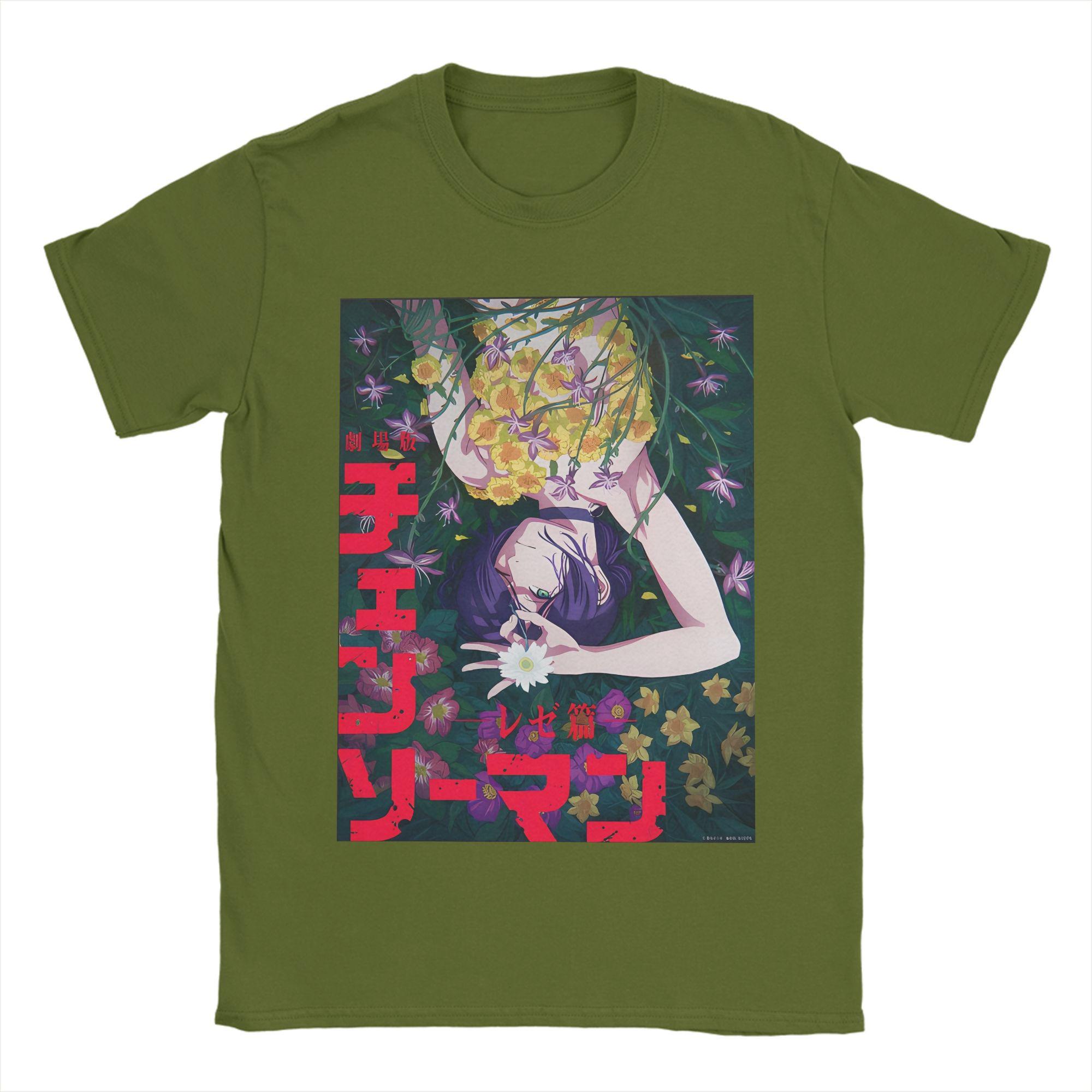 Mens Womens Chainsaw Man The Movie Reze Arc Shirt 100% Cotton Graphic Tee Shirts  Clothing Outfits 4XL