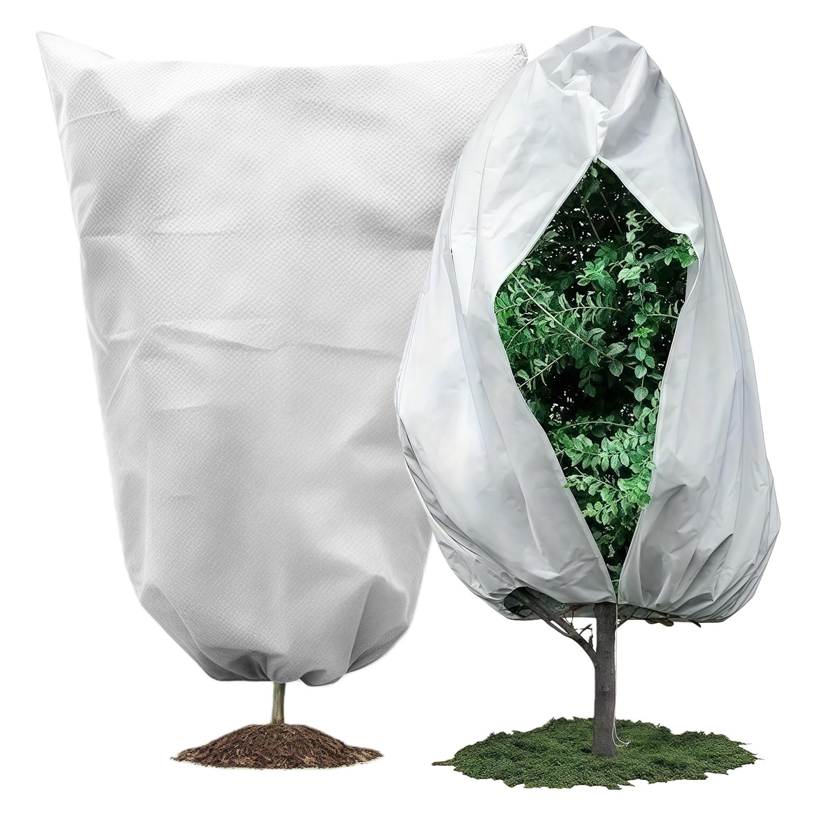 

2 Pack Frost Plant Covers with Zipper Drawstring Tree Covers for Outdoor Plants Fruit Tree Potted 80x60cm белый