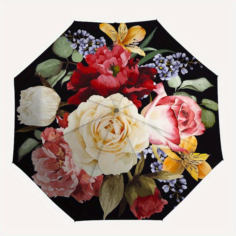 Floral Elegance: A Classic Bouquet Design for Your Home DecorUmbrella, Portable 3-Fold Compact Umbrella for Men & Women Gift