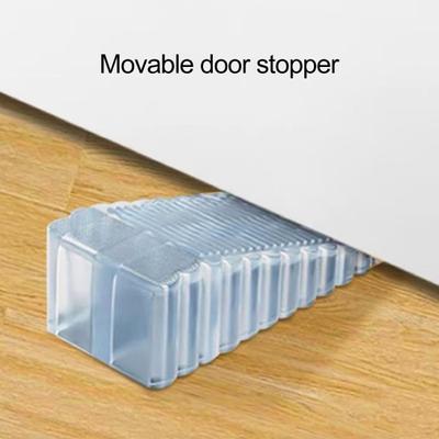 Door Stopper Wall Protector Clear Silicone Heavy Duty Non-slip Anti-collision Carpet Hardwood Tile Stone Concrete Wedge Doorstop Door Bottom