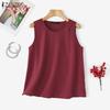 ZANZEA Women Casual Round Neck Summer Sleeveless Tank Tops
