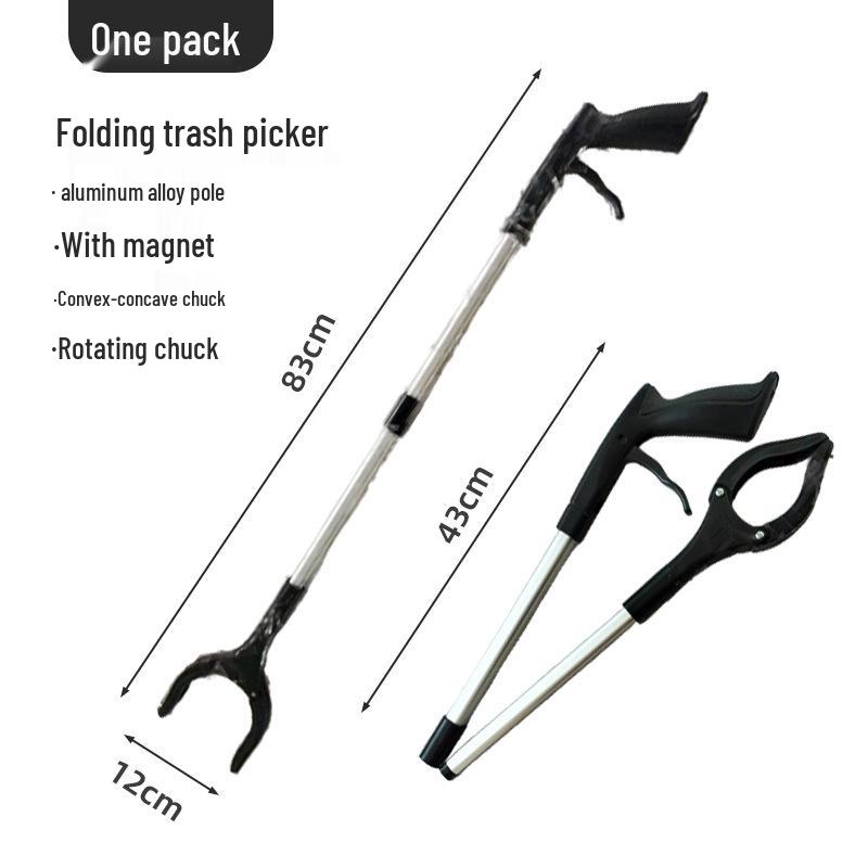 Aluminum Alloy Folding Trash Grabber: Durable Reacher for Household and Sanitation Use