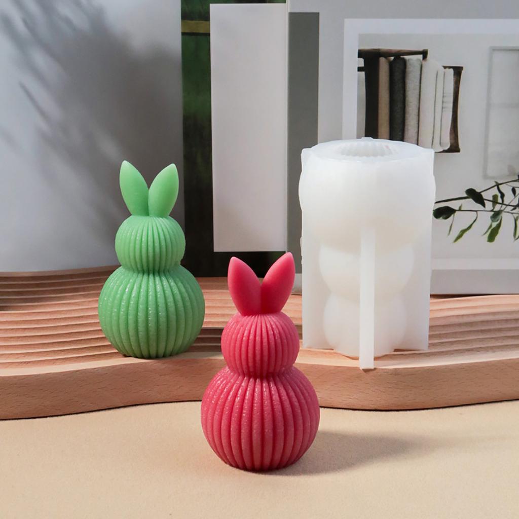 Kaninchen Streifenmuster Silikon Kerzenformen Kerzenherstellung Zubehör Kaninchen Silikon Seifenform Bastelformen für Kerzen