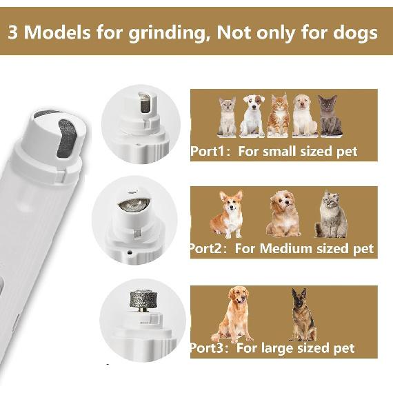 Dog Nail Clippers with LED Lights Low Noise Dog Nail Grinder with 3 Grinding Port for Large Medium Small Cats Dogs Pet Nail Trimmer Cutters