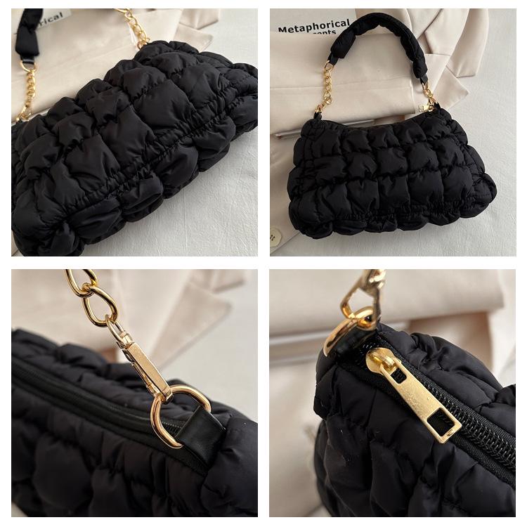 2024 Pleated Cloud Bubble Shoulder Bag - Trendy Korean Down Cotton Underarm Design