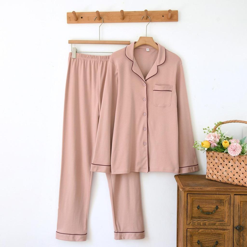 Baumwolle Dick Damen Pyjama Nachtwäsche Langarm Hose Zweiteiliges Set Damen Homewear Warme Nachtwäsche Damen Pyjamas
