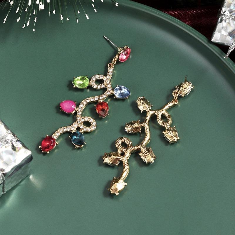 Hot-selling Christmas Hot-picking Ear Ornaments, Exaggerated Long Festive Hollow Simple Christmas Earrings