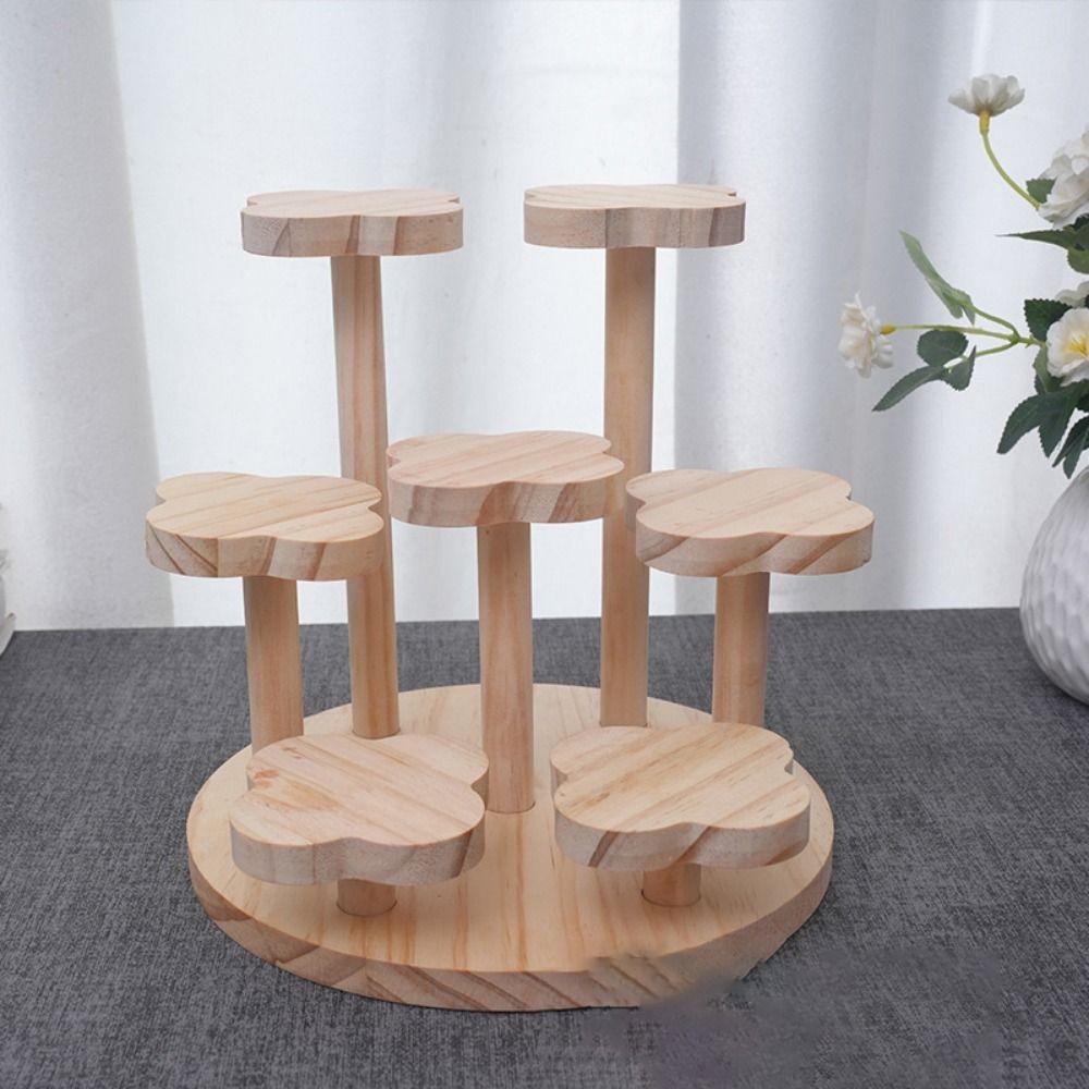 Multi Tier Desktop Display Stand Decorative Storage Rack Portable Wooden Storage Shelf Table