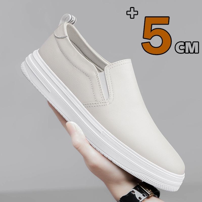 Spring Summer Comfortable Man Casual 5cm Elevator Shoes Men Loafers Soft Cow Leather Men Moccasins Height Increase Taller Shoes