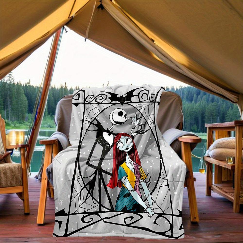 1pc, Jack Skellington and Sally Blanket Seasonal Home Decorative Throw for All Seasons, Living Room, Travel, Camping, Car Blankets
