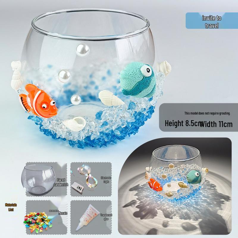 Handgemachtes DIY Glasmosaik Kerzenhalter Vase - Kreatives Eltern-Kind-Lernspielzeug, Perfekt für Geburtstagsgeschenke