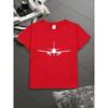 European Sizes Airplane Silhouette Print Kids' T-Shirt, Children's Short-Sleeve Cartoon Fashionable  Fun Top, Base Layer for Boys