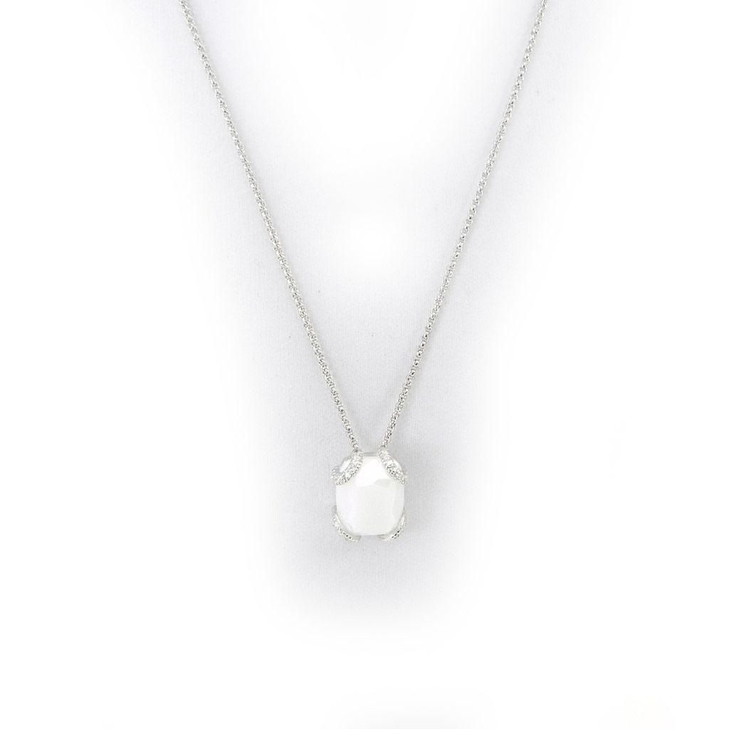 Altesse [G6883] - Milky White 'Scarlett' Silver Necklace