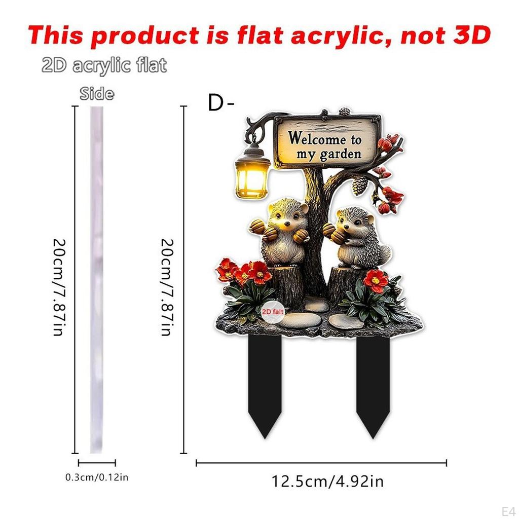 Decorative Garden Sign with -, 2D Acrylic Sign, Flower Pot - for Bonsai, Lawn, Landscape, Yard,