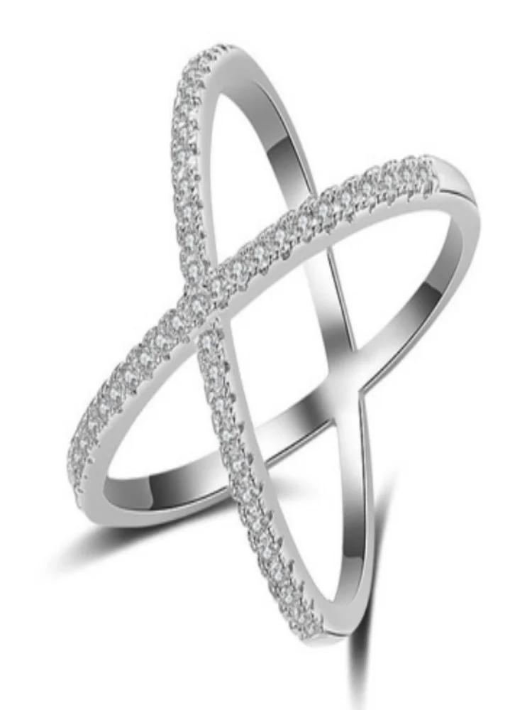 925 Sterling Silver Simple Classic Gorgeous Zircon X-Shaped Ring For Women Engagement Wedding Luxury High Quality Fine Jewelry