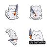 4 Styles Cat holding a Knife Design Enamel Brooches Cute White Kitten Say That Again Be Nice Lapel Pins Best Gift For Pet Lovers