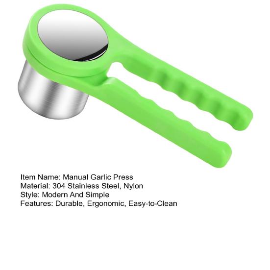 Rotary Garlic Press Vegetable Masher 304 Stainless Steel Manual Crusher with Nylon Handle Multi-Purpose Kitchen Utensil