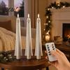 Flickering Ghost Tea Lights Halloween Flameless Taper Candles, Battery Operated Candle Light with Seasonal Home Accents for Remote, Real Wax
