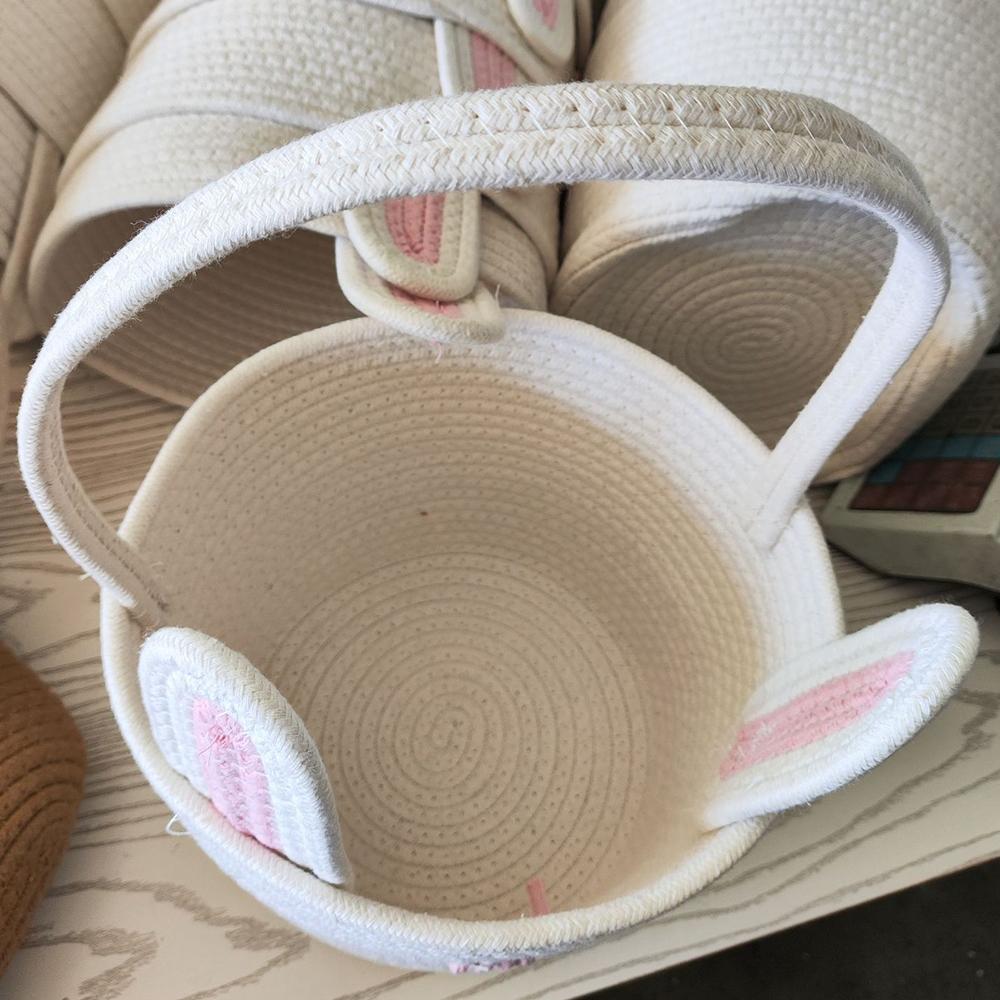 Woven Children Bunny Tote Basket Empty Living Room Organizer Easter Baskets for Kids