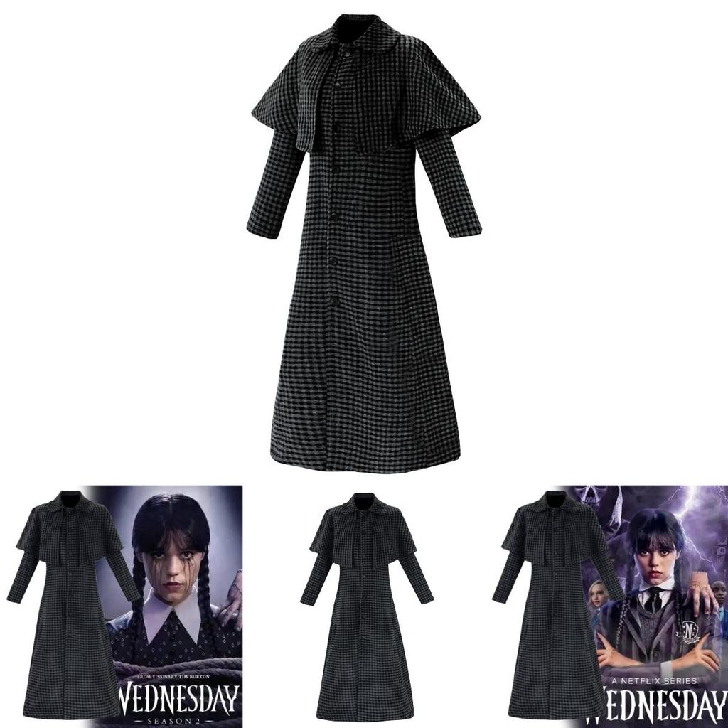 Wednesday Addams Season Two Cosplay Costume With Polyester Blazer For Halloween Parties