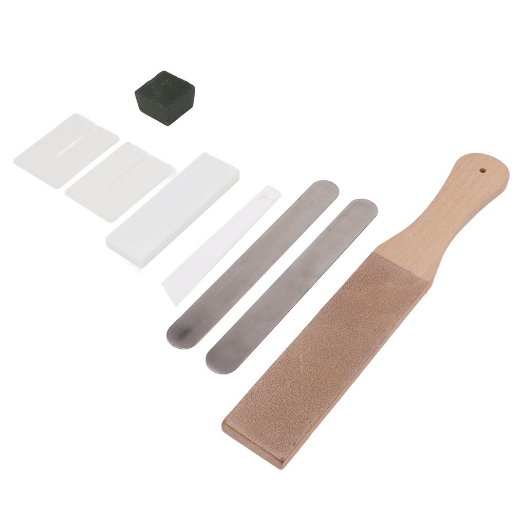 Leather Stropping Kit Complete Tools Double Sided Leather Paddle Honing Strop Set for   Leather Crafting Honing