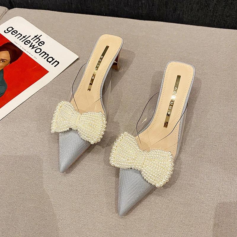 

Новые женские трендовые прозрачные туфли на высоком каблуке для женщин с острым носком на каблуке модные туфли-лодочки с бантом на каблуке женские туфли на шпильках 39 синий