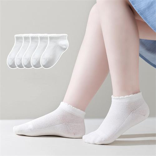

5 пар/лот Детские носки для новорожденных девочек и мальчиков 1-12 лет Летние тонкие Детские хлопковые сетчатые Однотонные белые Носки для малышей 5-8Y(L)