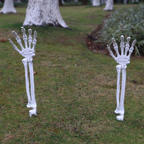 Halloween Skeleton Stake Decorations Creepy Skull Hand Arm with Stakes Realistic Skeleton Bone Model for Outdoor Yard Garden Lawn Decor