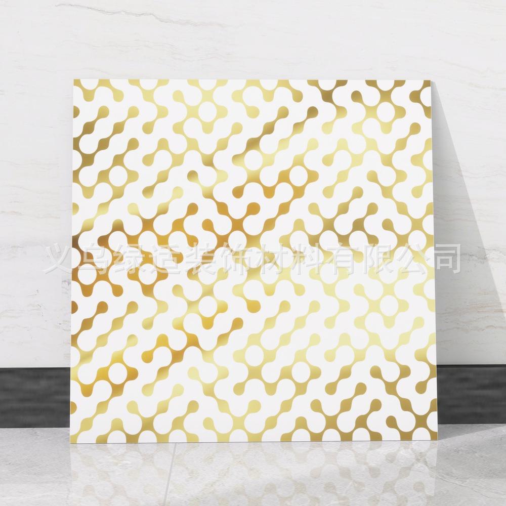 Black Gold Geometric Marble Pattern Self-Adhesive Wallpaper Tile Sticker for Bathroom Living Room Luxury Decor