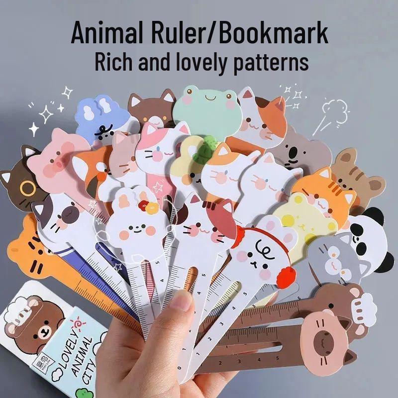 Cute Animal Cartoon Ruler Bookmarks: Fun Stationery Gifts for Primary Students