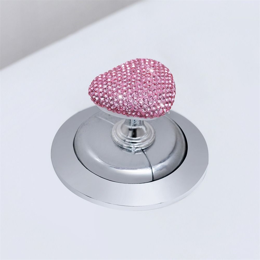 Heart Shaped Toilet Press Button Adhesive Diamond Toilet Flush Top Button Nail Protector Multifunctional