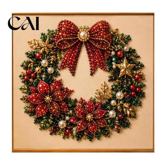 Beginner Friendly Faux Pearl Art Kit Xmas Painting Kit, Christmas 3D DIY Creative Winter Activities Holiday Craft Project for Adults, Festive