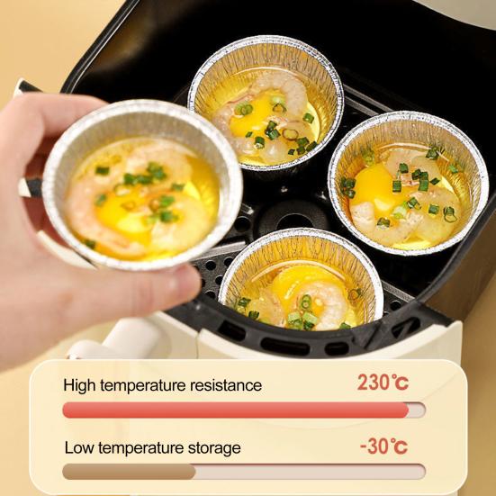 100Pcs Egg Tart Cup Grease-proof Disposable DIY Aluminum Foil Mini Oyster Tray for Outdoor BBQ