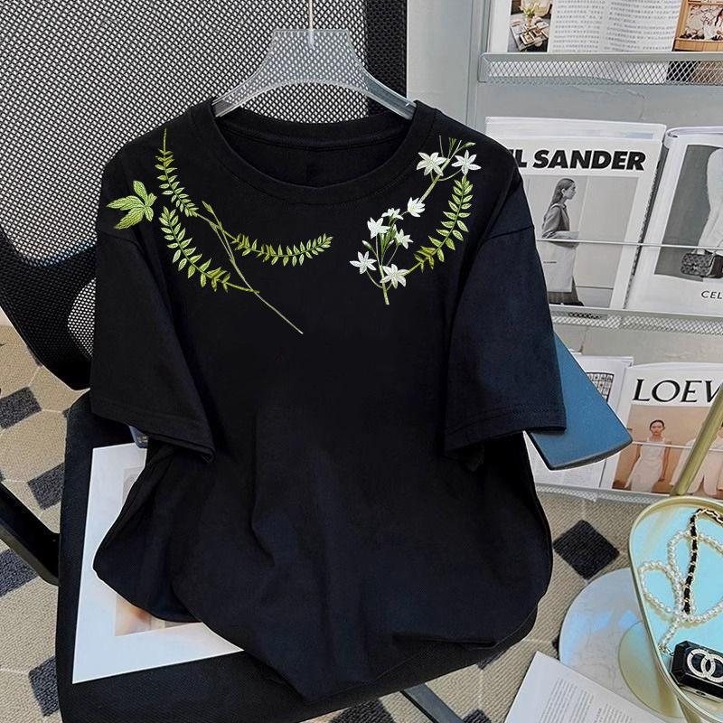 Unisexowa koszulka z krótkim rękawem z bawełny o dużej gramaturze w stylu retro w koreańskim stylu - Luźny krój, letni trend