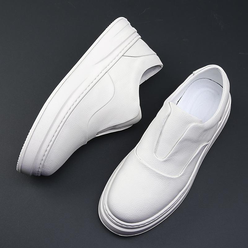 Light Luxury High-End Leather Little White Shoes Men'S Spring New Thick-Soled Heightening Board Shoes Trend Versatile Low-Top Stars With Shoes