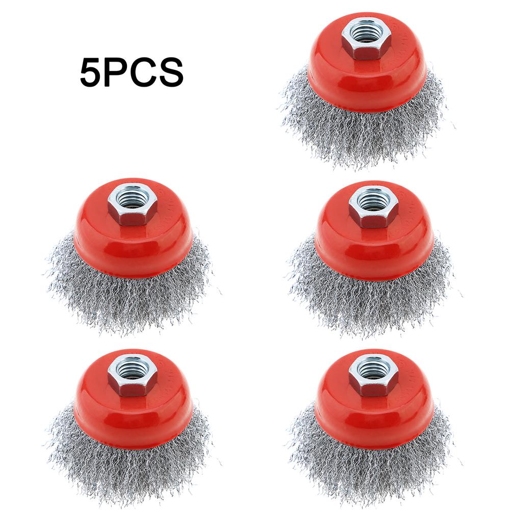 4PCS/6PCS Wire Brush Wheel Cup Brush Set Carbon Steel Wire Brushes for 5/8" 11UNC Angle Grinder Knot Deburring Remove Rust Met