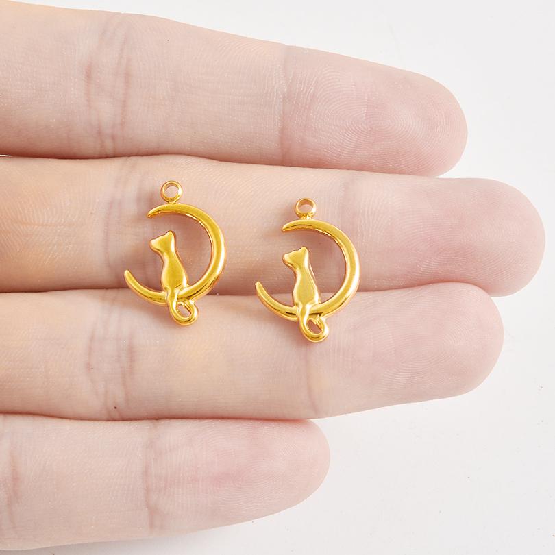 4pcs Mix Crescent Moon Pendants For Jewelry Making Supplies Witchcraft Charm Stainless Steel Charms Bulk DIY Keychains Earrings