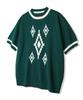 KND Navajo Pattern Loose Fit Ringer Half Knit Peacock Green