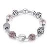 Love Flower Rhinestone Beads Charm Cuff Bangle Bracelet Women Wedding Jewelry