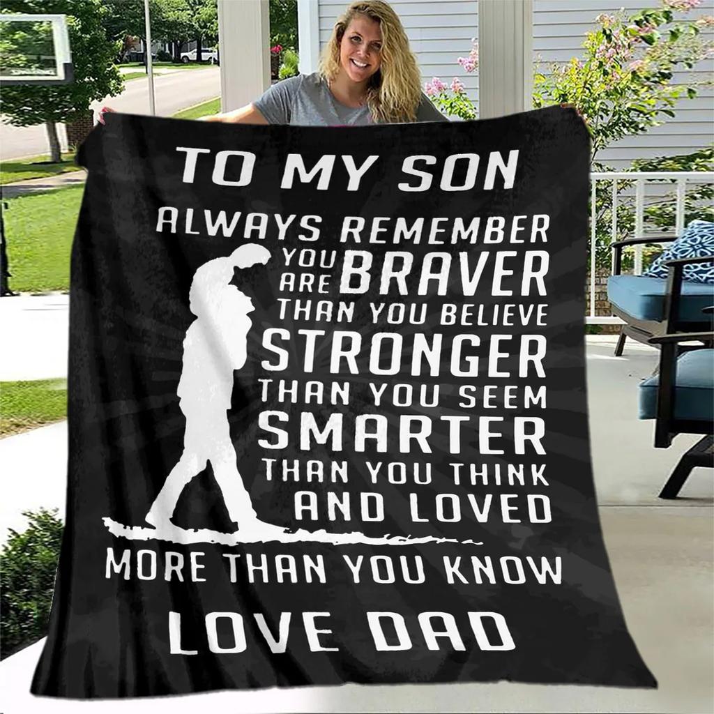 To My Daughter Son Letter Gift HD Blanket,Soft Throw Blanket for Home Bedroom Bed Sofa Picnic Travel Office Cover Blanket Kids