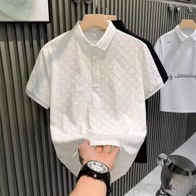 Summer Short-sleeved Printed Polo Shirt Men's Hong Kong-style Breathable Casual Half-sleeved Shirt Polo Shirt