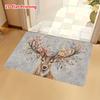 1pc, 2D Flat Printed Floral Antler Deer Head Entrance Doormat, Non-Slip Machine Washable Easy-to-Clean Polyester Mat, Suitable for Home and Outdoor De