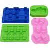 Chocolate Candy Silicone Mold, Building Blocks Ice Tray, Robots and Cars Fondant Mold with Children Party Drawstring Gift Bag-Easy to Use and Clean