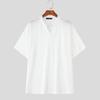 INCERUN Men Short Sleeves Solid Color See Through Casual Loose T-Shirts