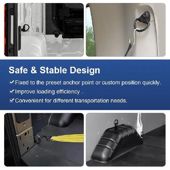 For Ford Transit 150 250 350 Cargo Vans Tie Down Hook 2015-2024 Cargo D-Hooks Powder Coated Steel BK21V550A74AD V550A74-AD