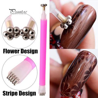Nail Art Mačacie oko Kvet Pruh Magnetické pero DIY 3D Lak UV Gél Manikúrový nástroj pre ženy