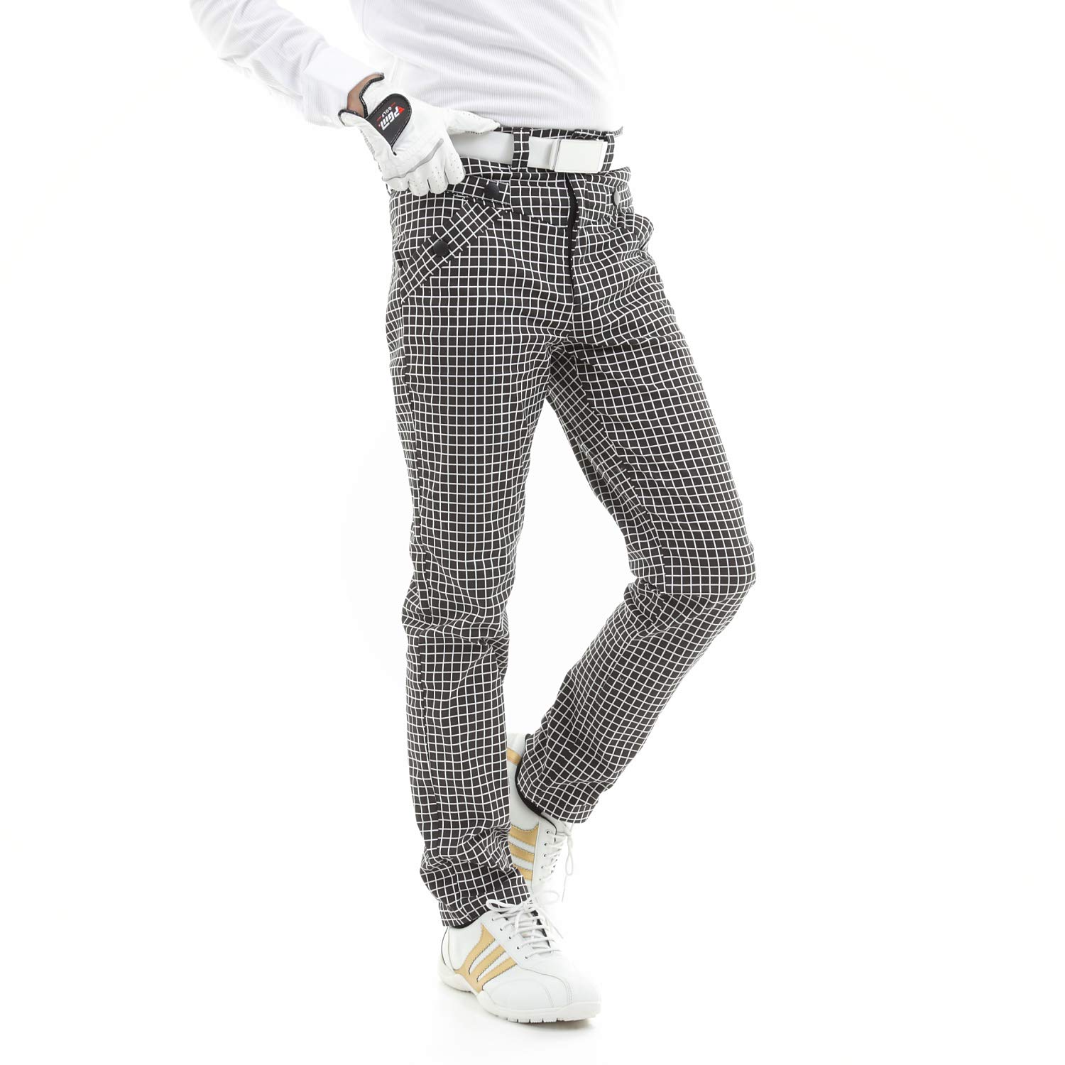 

HONOR GOLF Long Stretch Golf Size Plaid Includes 5 Tees Men s Pants, Black, L, Pattern, Spring/Summer, чёрный